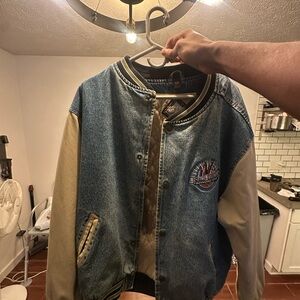Gear For Sports Denim and Beige Varsity Jacket